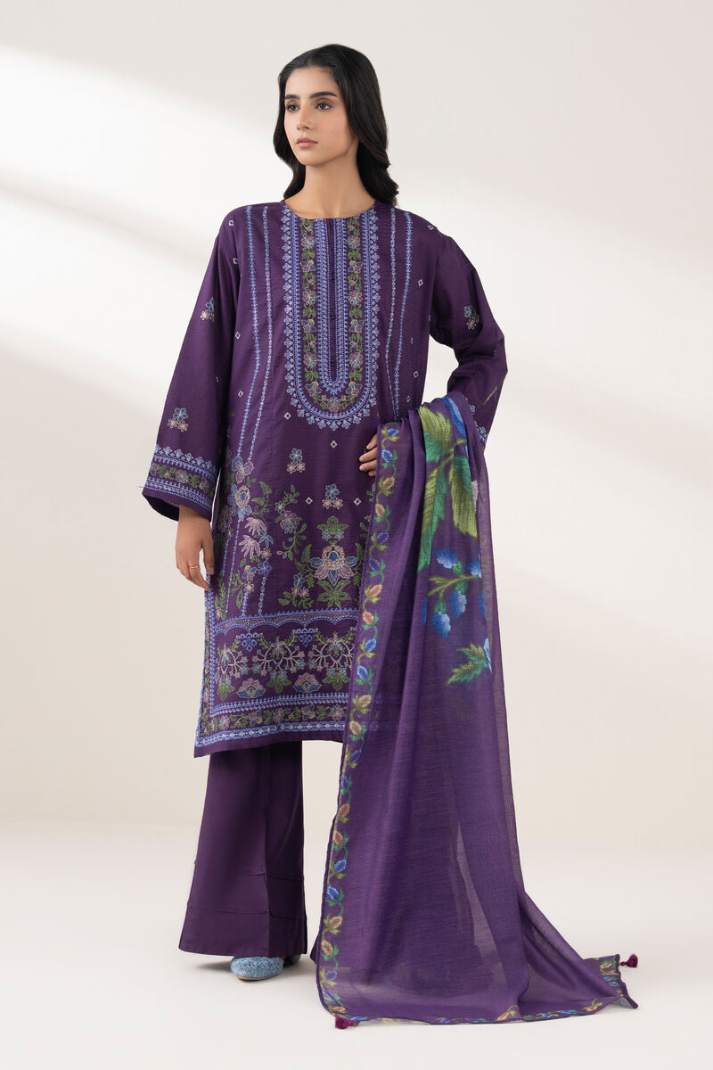 3 Piece - Embroidered Dobby Suit