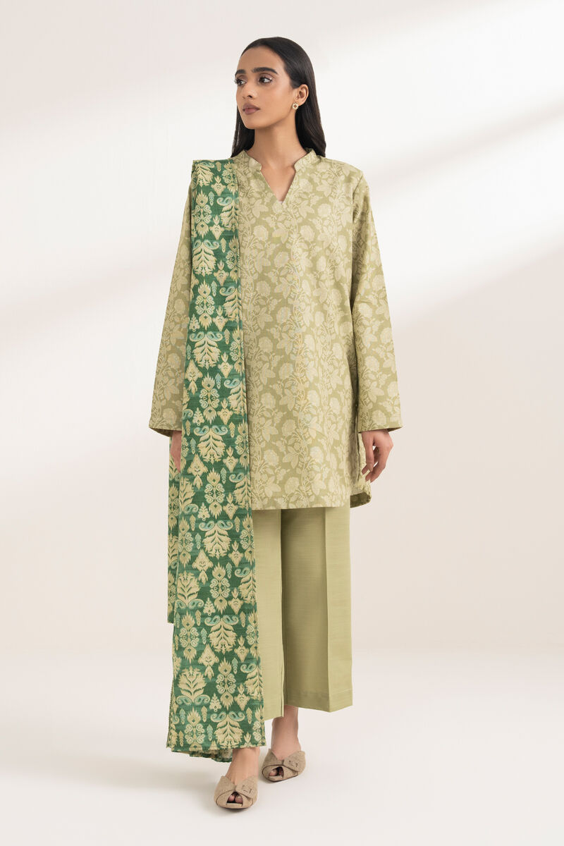 3 Piece - Printed Khaddar Suit