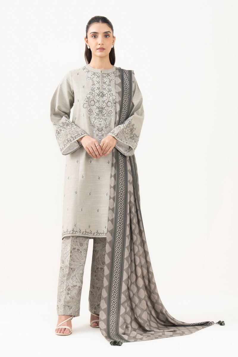 3 Piece - Embroidered Khaddar Suit