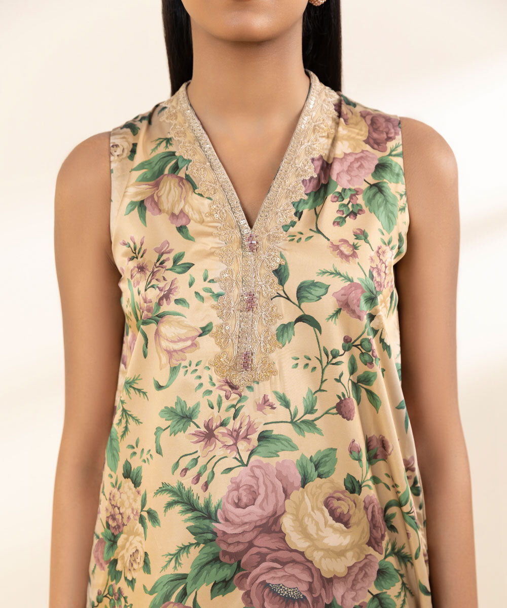 Woman - Multi 3 Piece - Embroidered Satin Suit