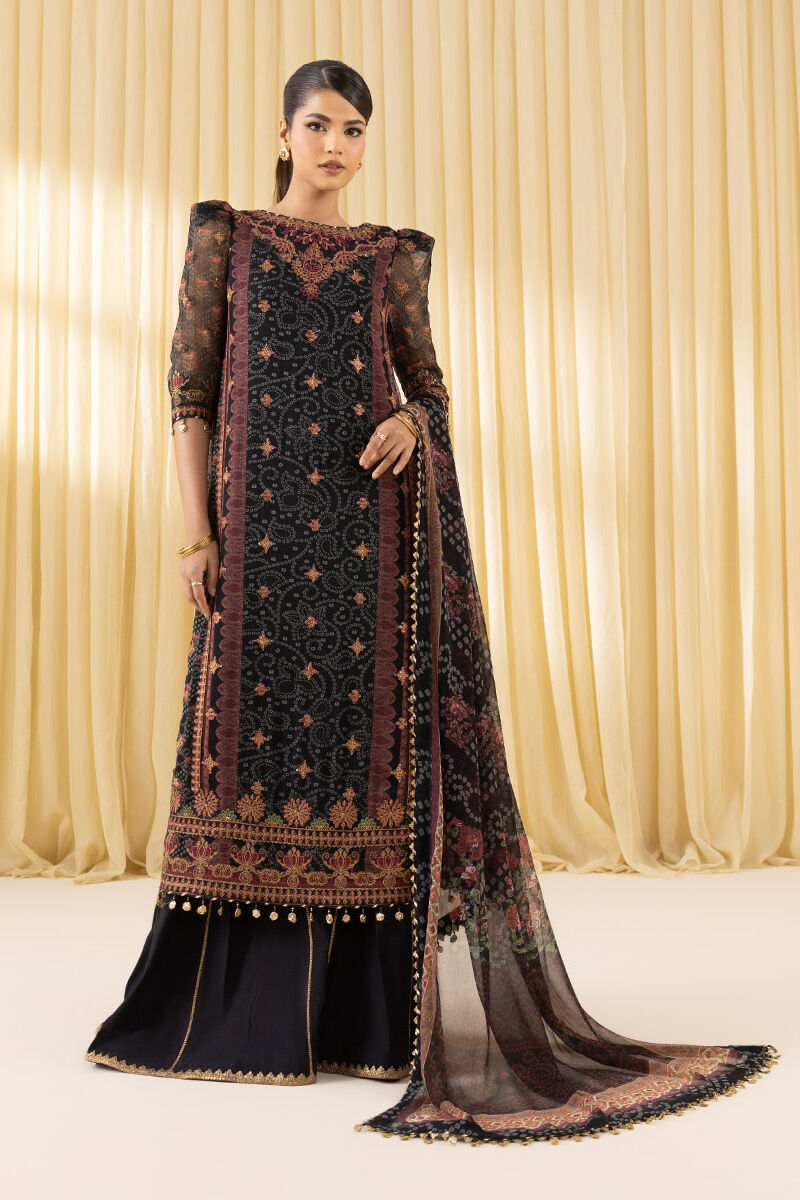 3 Piece - Embroidered Chiffon Suit