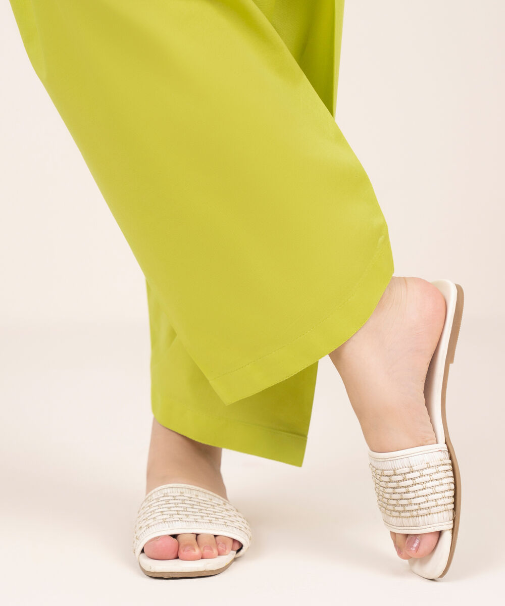 Women's RTW Cambric Green Solid Shalwar