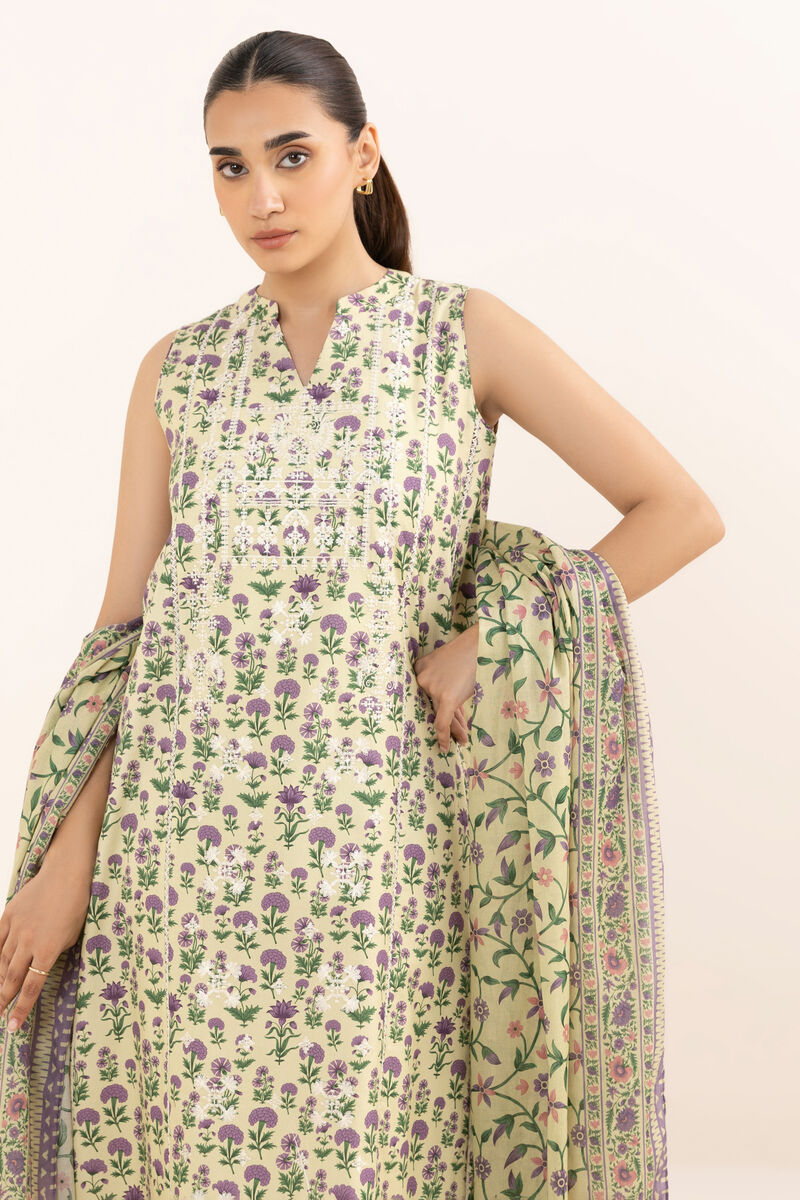 2 Piece - Embroidered Cotton Suit