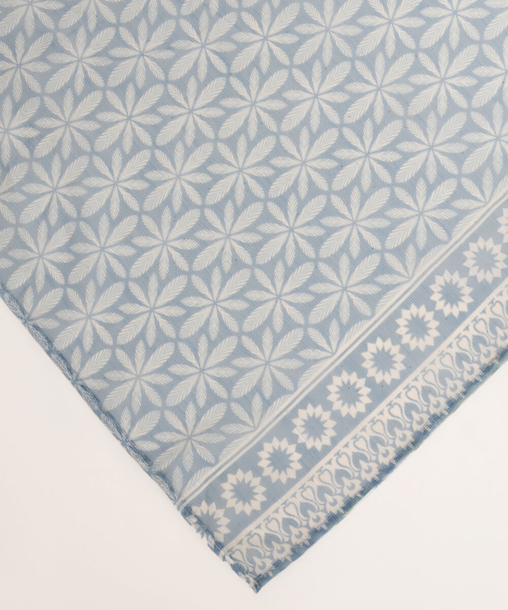 Blended Raw Net Blue Printed Dupatta