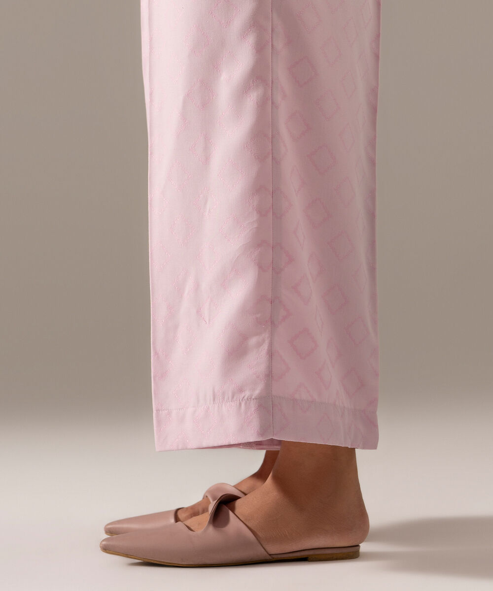 Women's RTW Poly Viscose Jacquard Solid Lavender Culottes