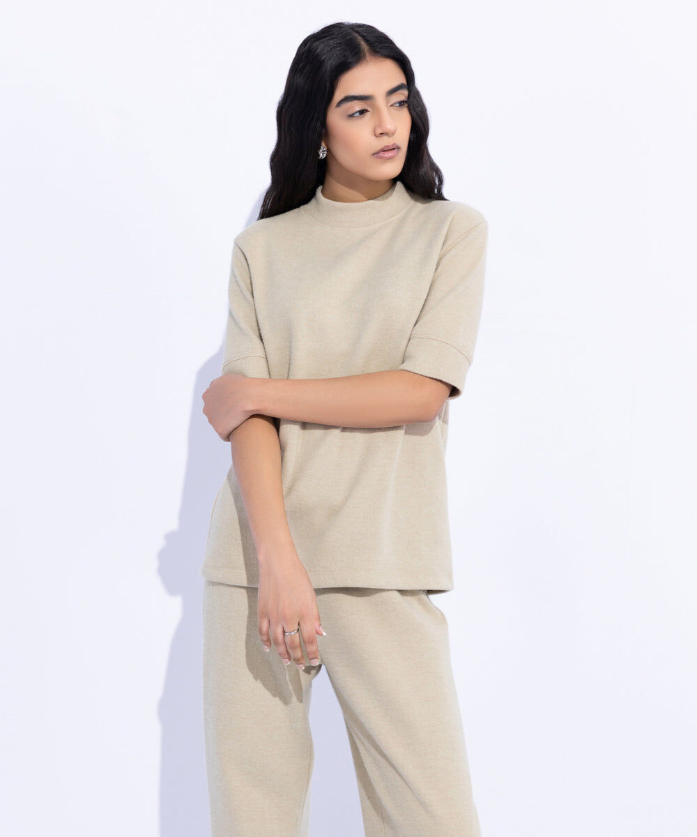 Woman - Off White Ribbed T-Shirt