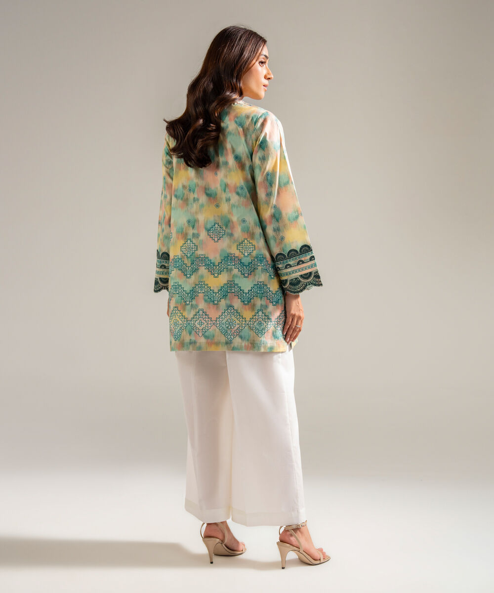 Women's RTW Cambric Embroidered Mint Green 2 Piece Suit