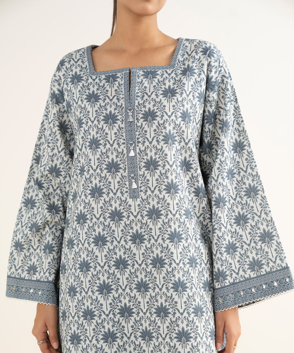 Women's Unstitched Cross Hatch Embroidered Grey 3 Piece Suit