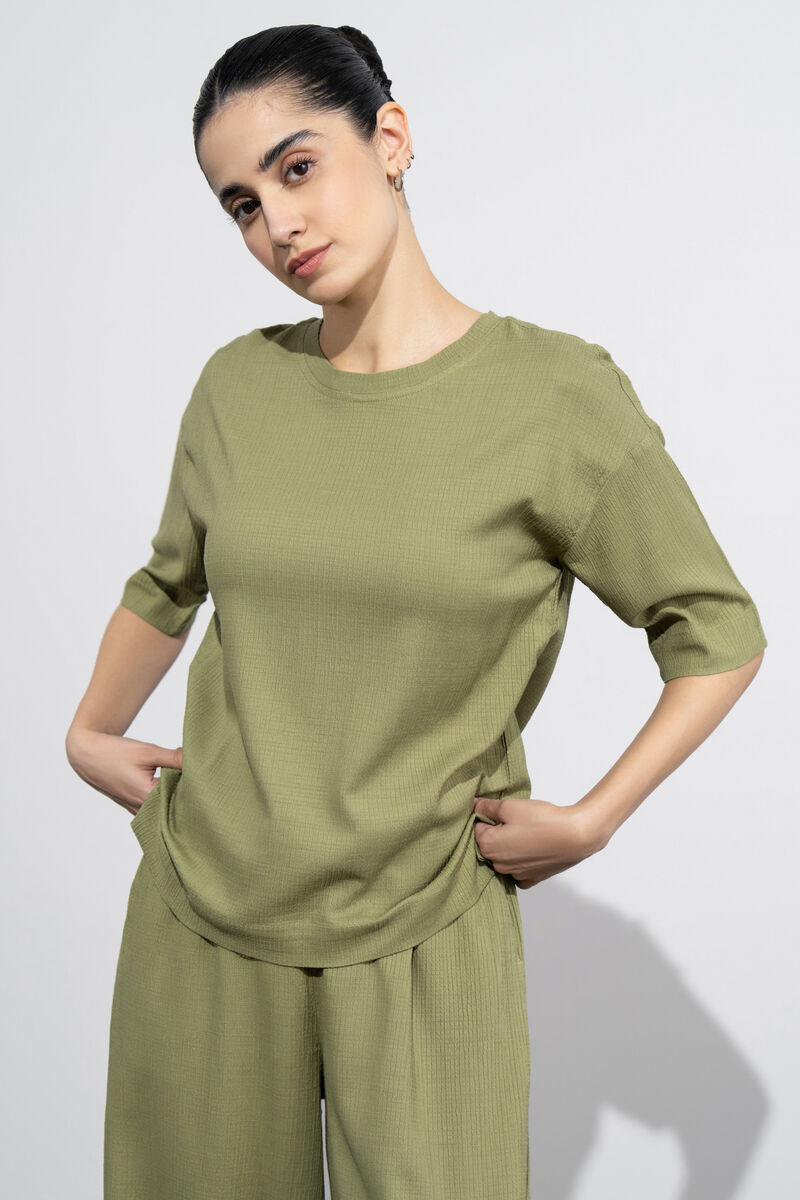 Seersucker Short Sleeve Top