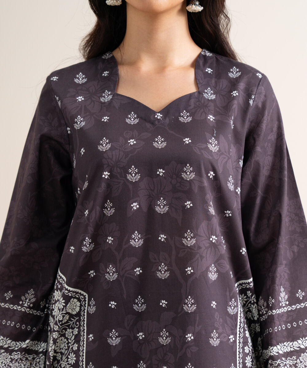 Women's Unstitched Printed Lawn Purple 3 Piece Suit