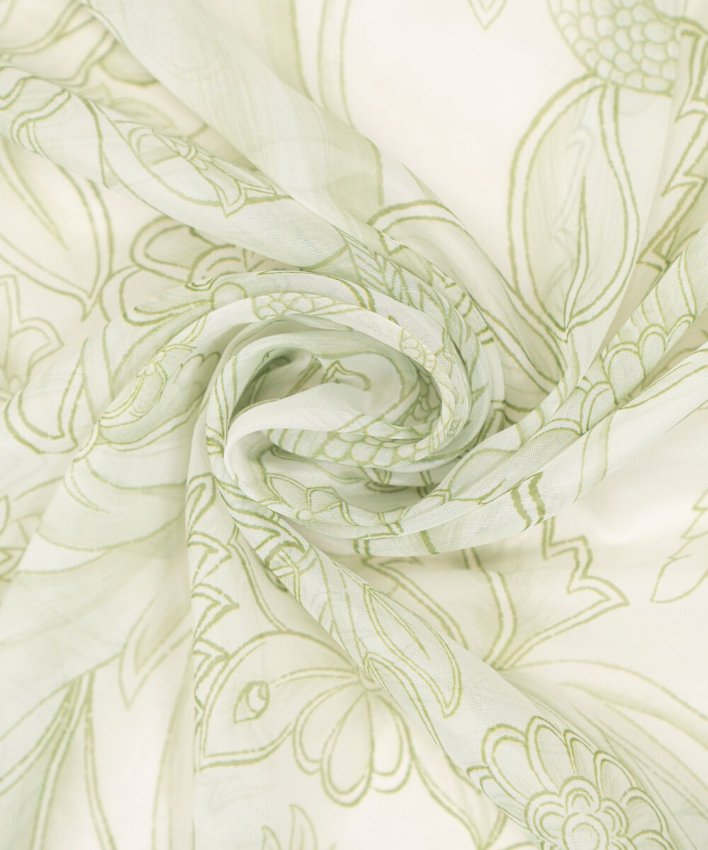 Blended Silk Printed Green Dupatta