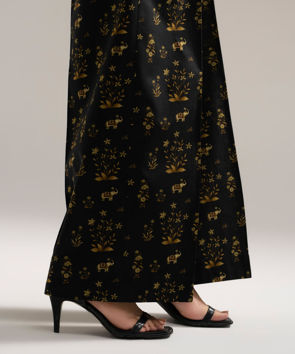 Women's RTW Cambric Printed Black Culottes