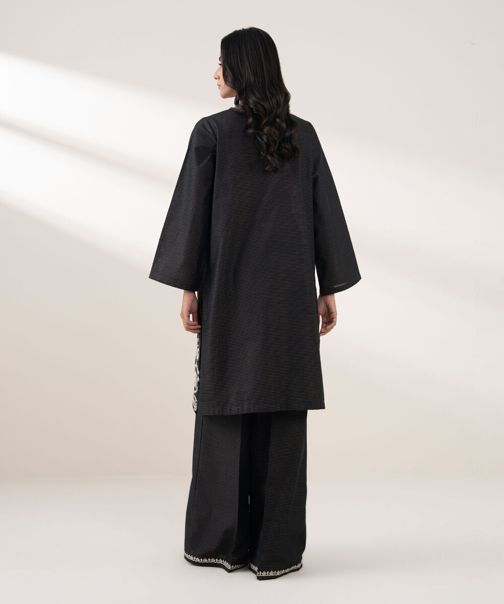 Women's RTW Zari Khaddar Embroidered Black 2 Piece Suit