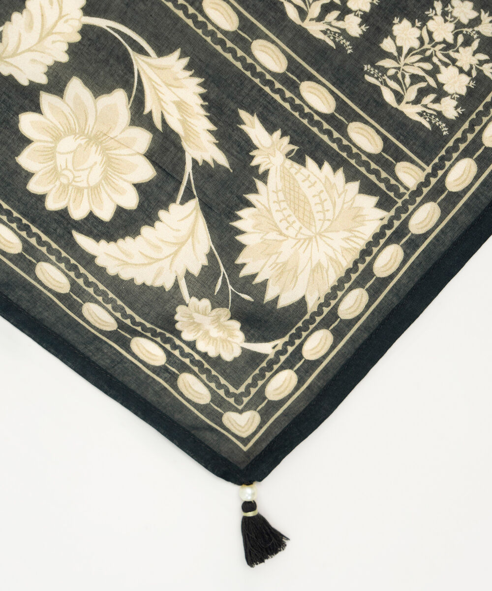 Lawn Printed Black Dupatta
