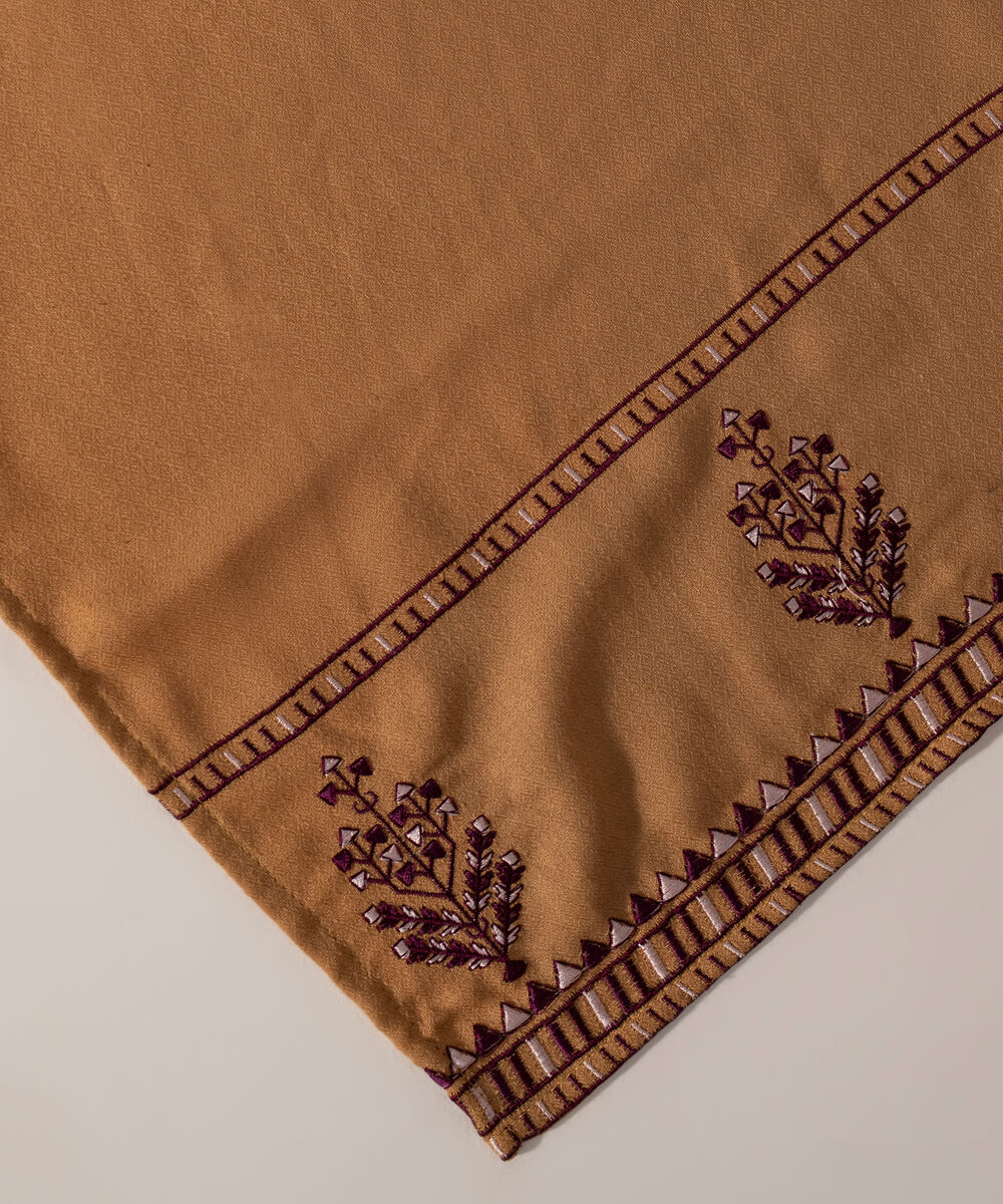 Women's RTW Poly Viscose Solid Dark Beige Shawl