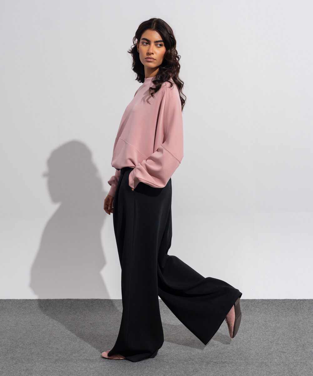 Women's Western Wear Black Soft-Lux Pleated Trousers