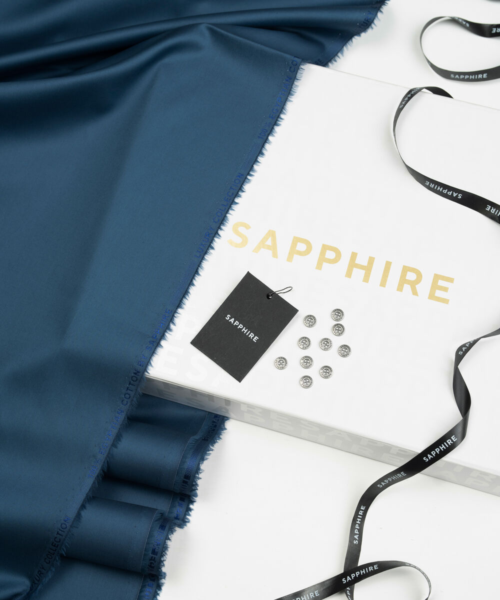 Men's Unstitched Two-Piece Marine Blue Luxury Pima Cotton Suit