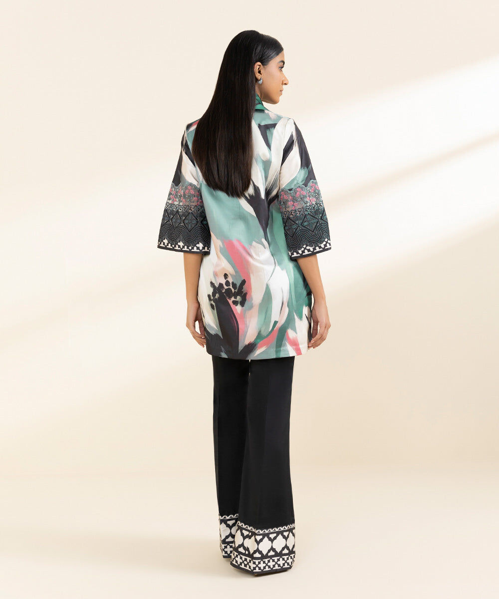 Woman - Multi 2 Piece - Embroidered Satin Suit