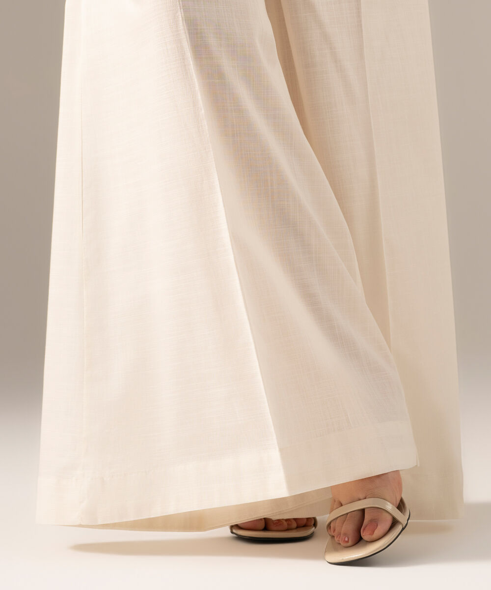 Women's RTW Crosshatch Solid Blue Flared Pants