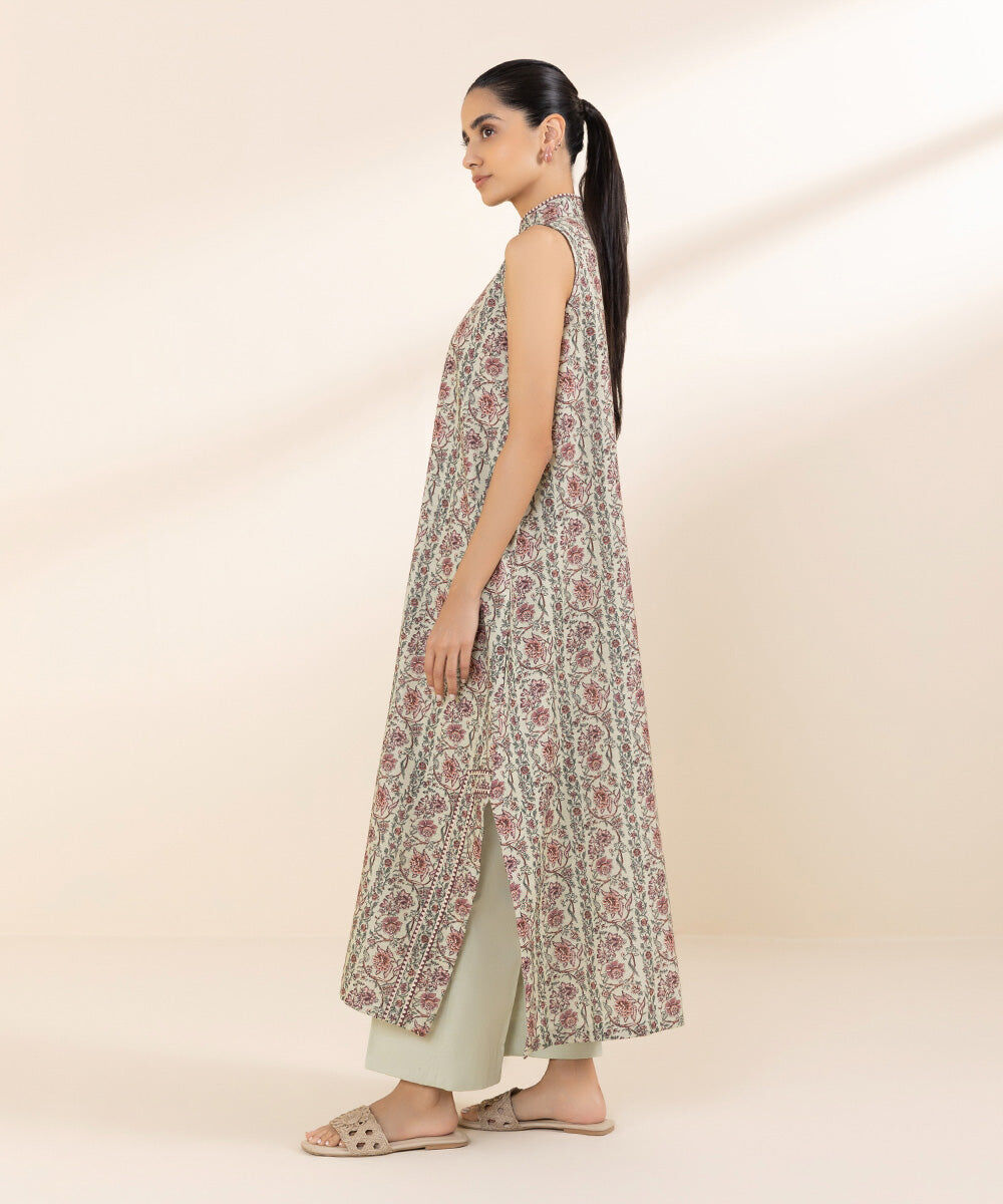 Women's Unstitched Khaddar Off White Printed Shirt
