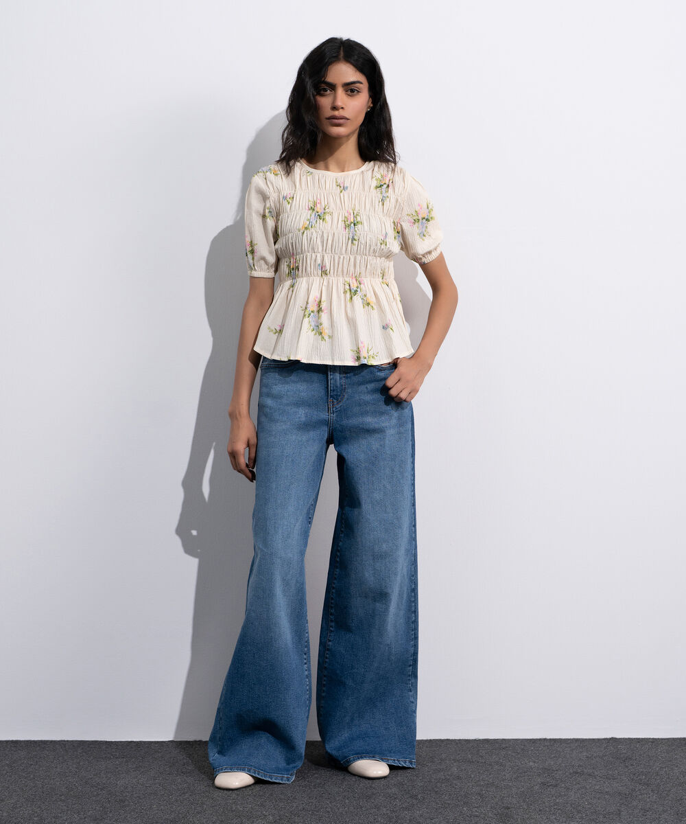 Women's Multi Printed Seersucker Blouse