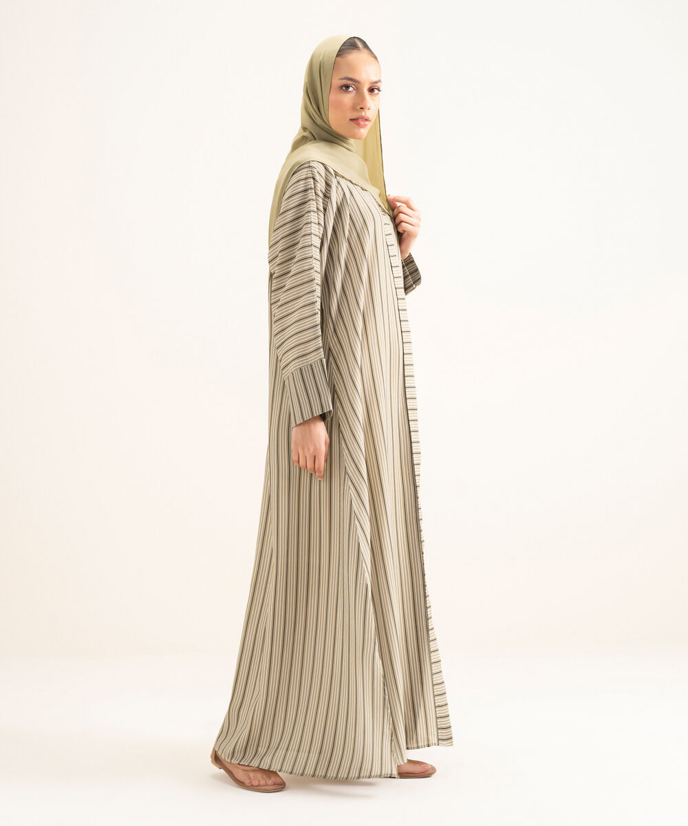 Women's Multi Brown Printed Abbaya Set