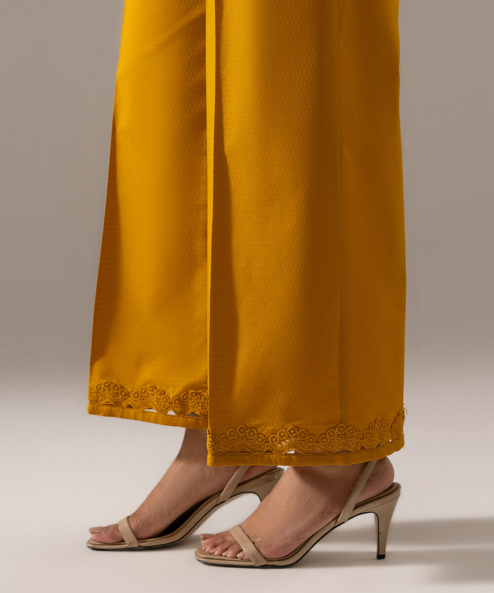 Women's RTW Dobby Solid Mustard Yellow Culottes
