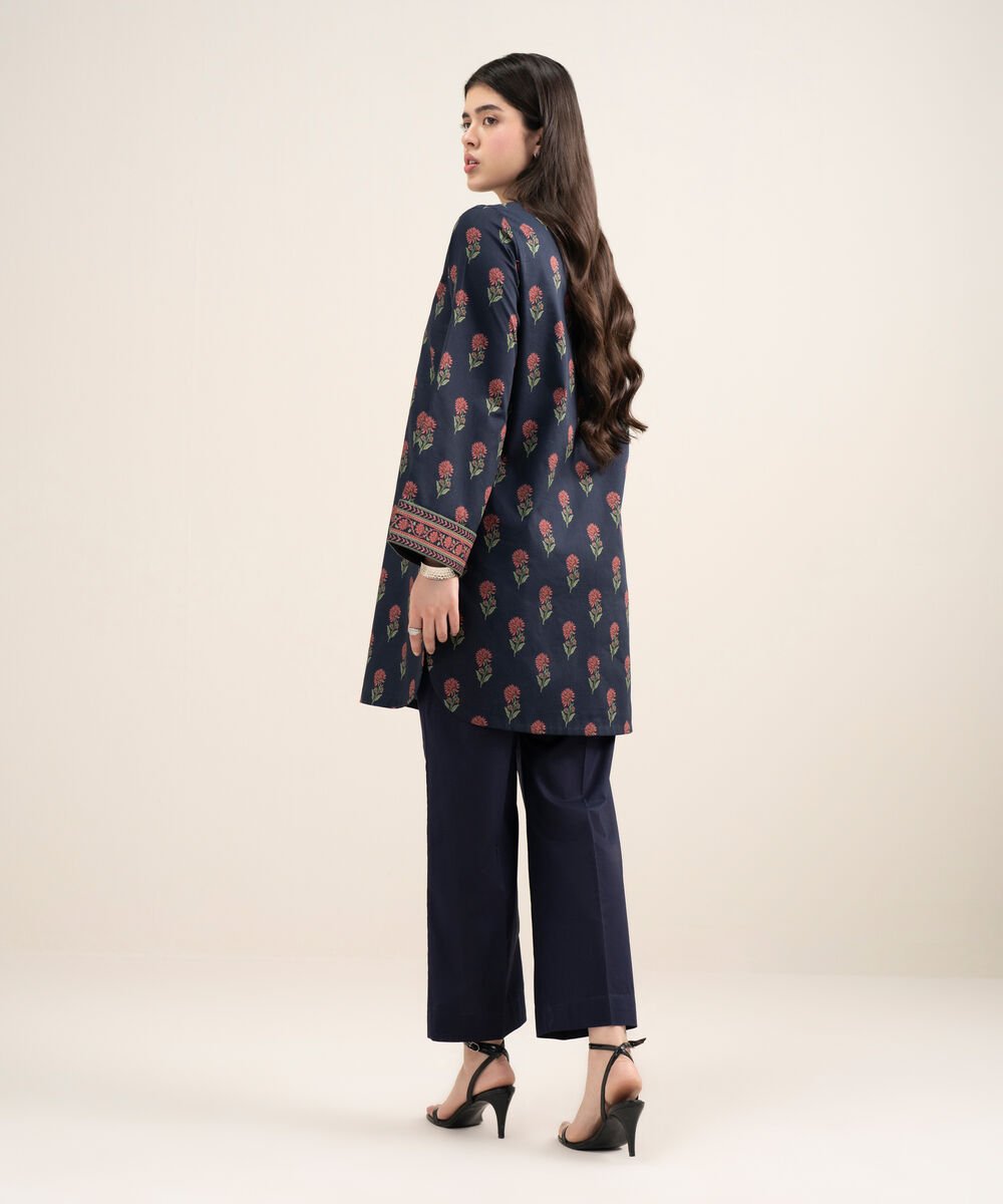 Women's Unstitched Lawn Printed Blue Shirt