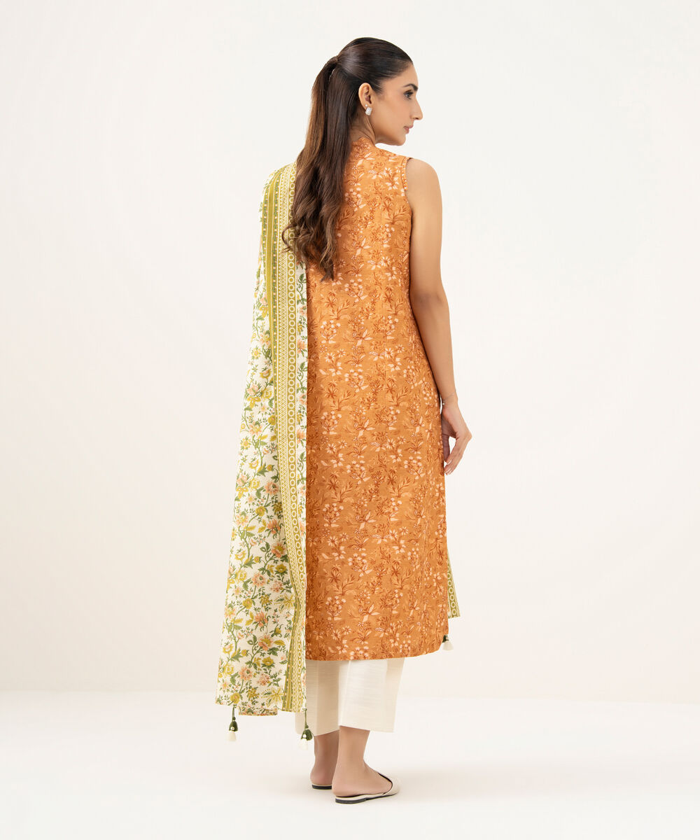 Women's Unstitched Khaddar Embroidered Orange   2 Piece Suit