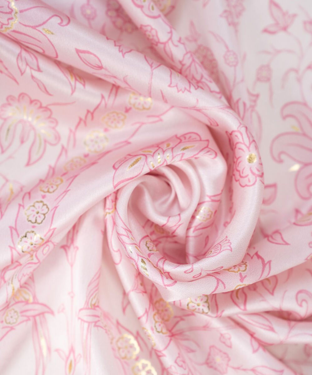 Foil Silk Printed Pink Dupatta