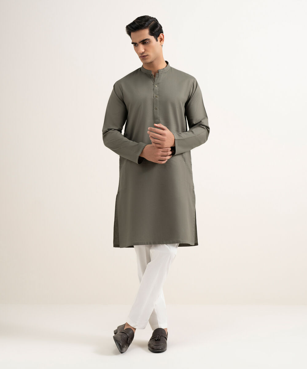 Men's Stitched Olive Kurta