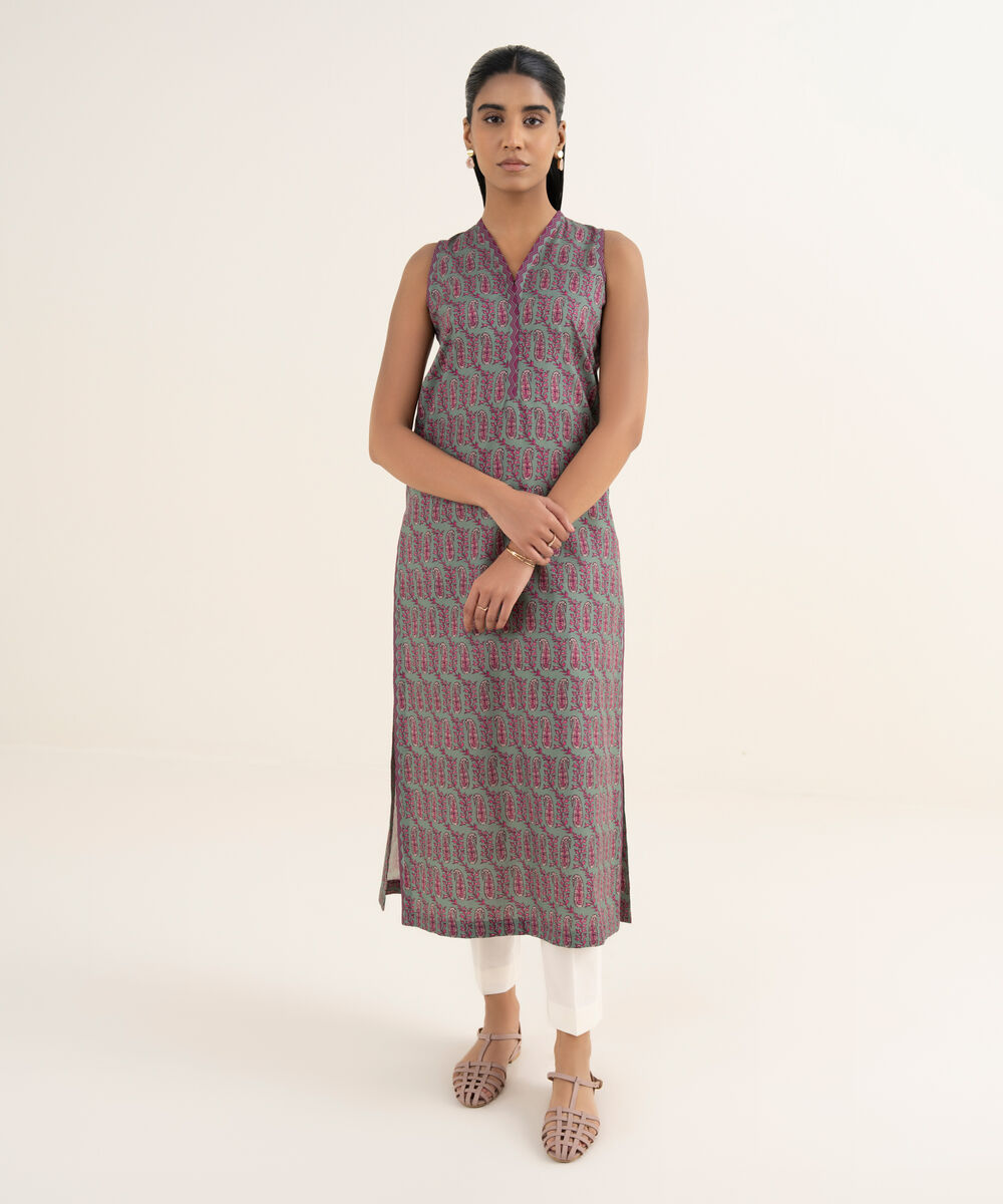 Women's Unstitched Cotton Printed Multi Shirt