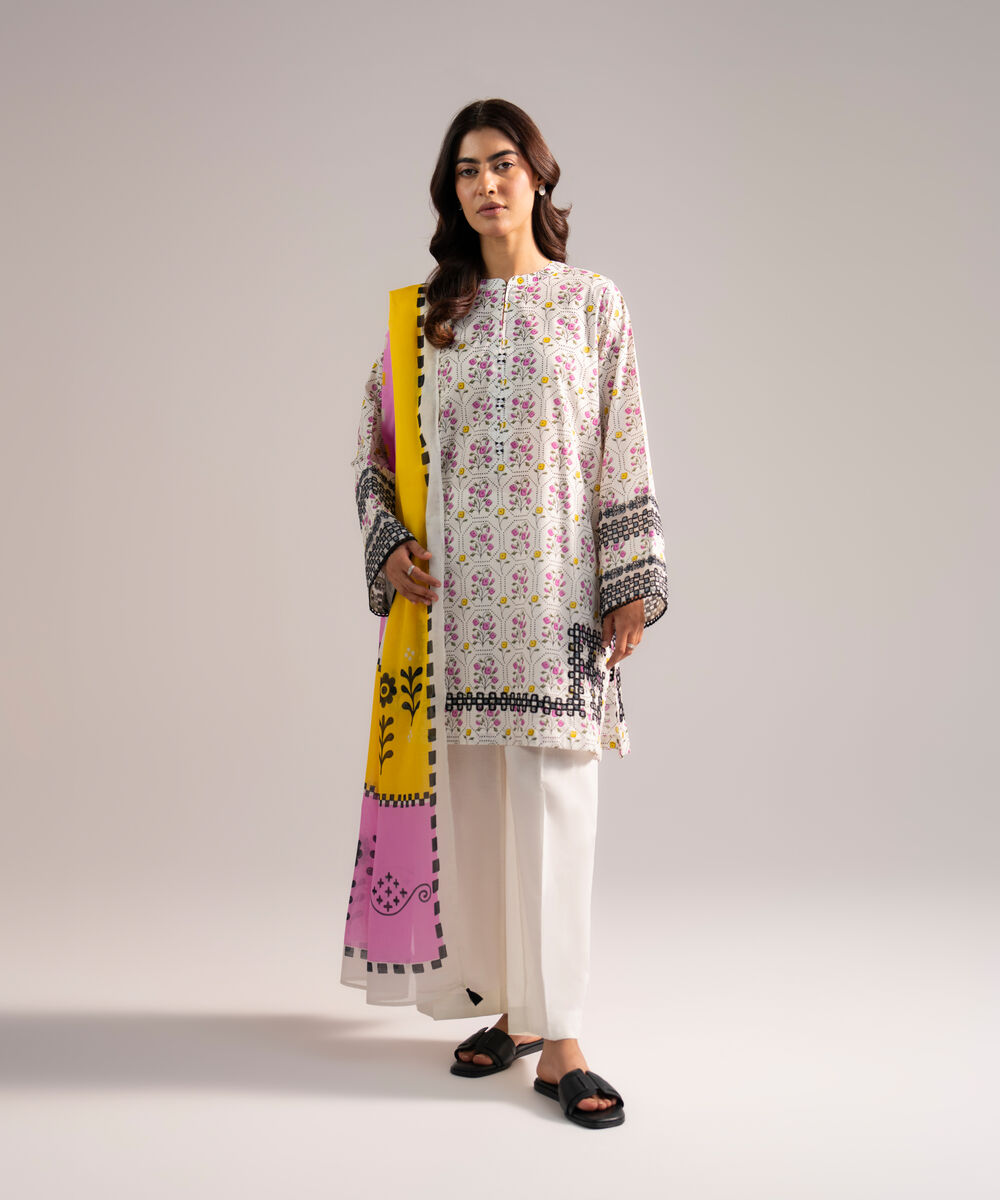 Lawn Printed Pink Dupatta