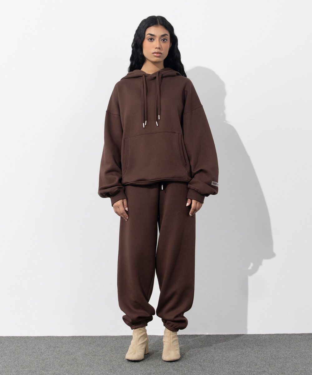 Women's Western Wear Brown Over-Sized Fleece Hoodie