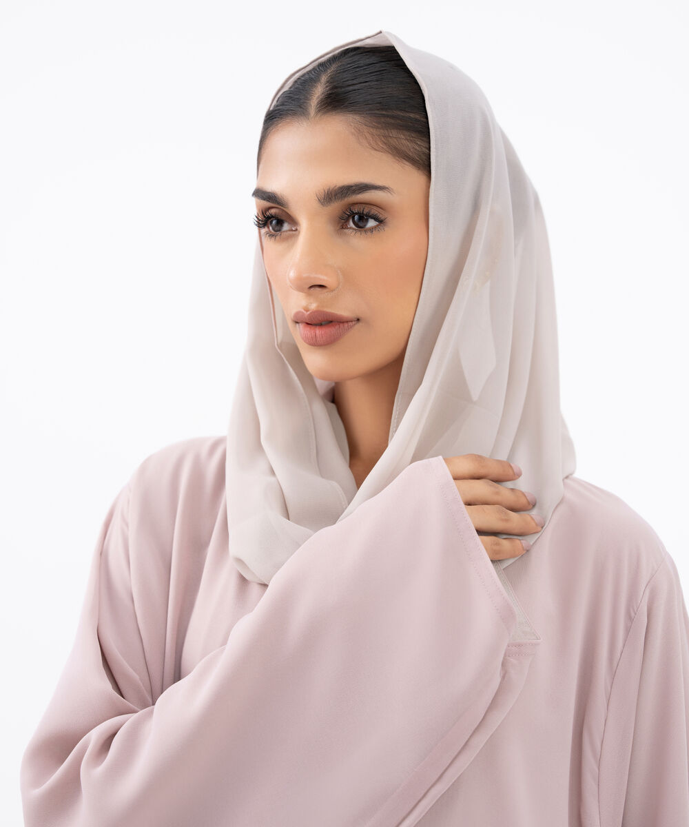 Women's Pink Polyester Abaya Set