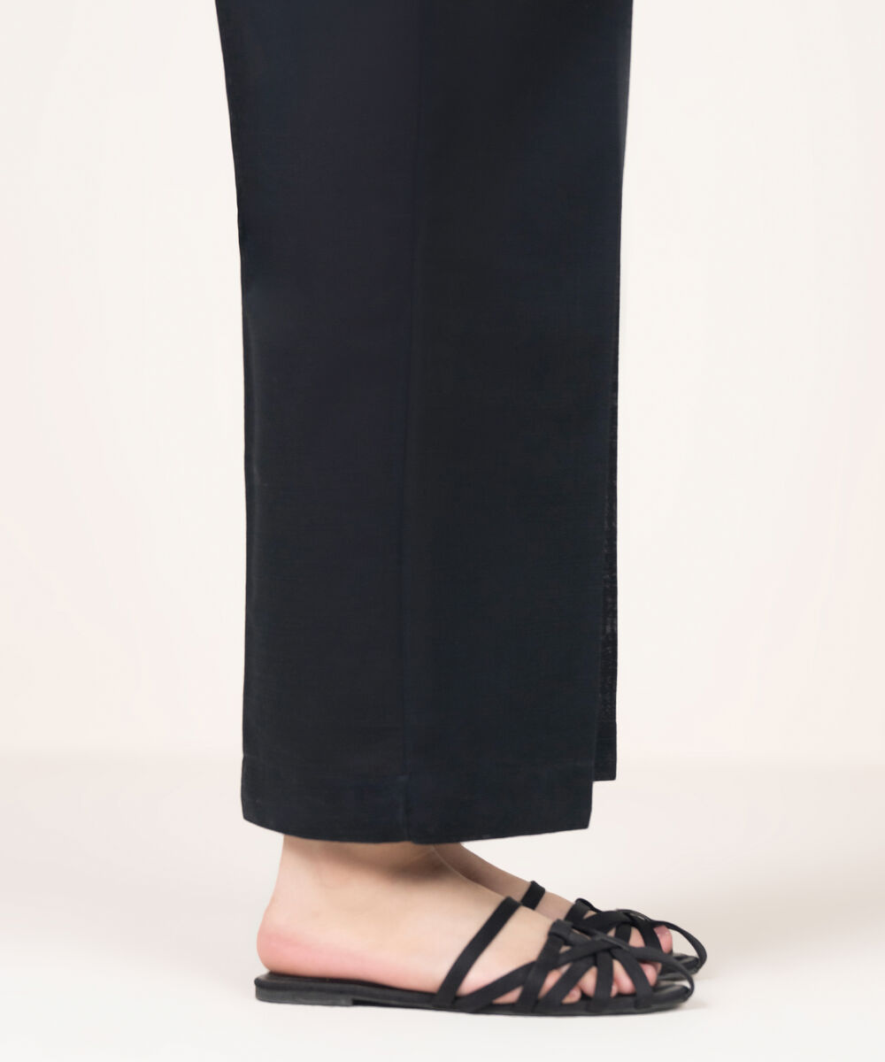 Women's RTW Khaddar Solid Black Culottes