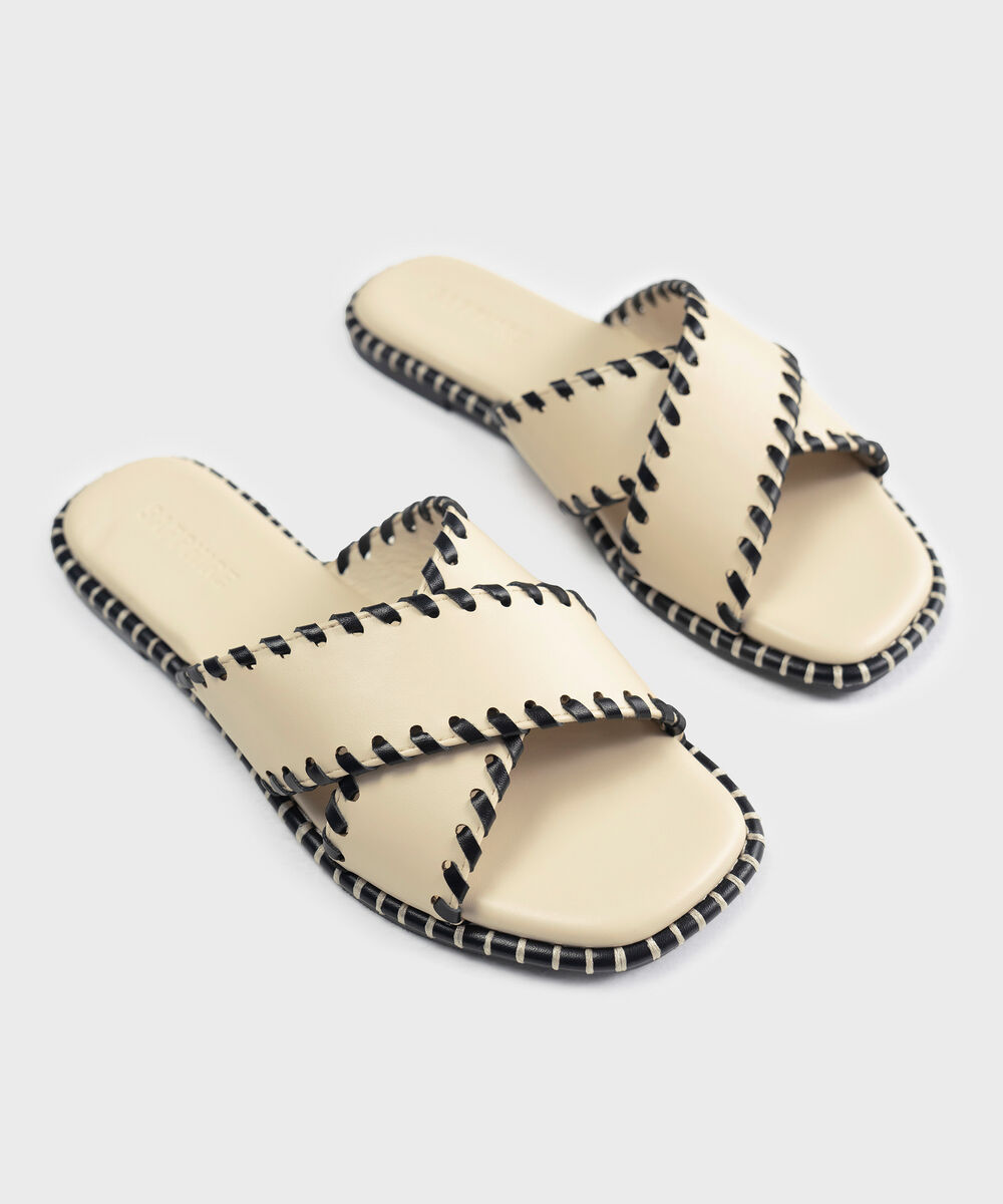Women's Off White Crossover Strap Sandal