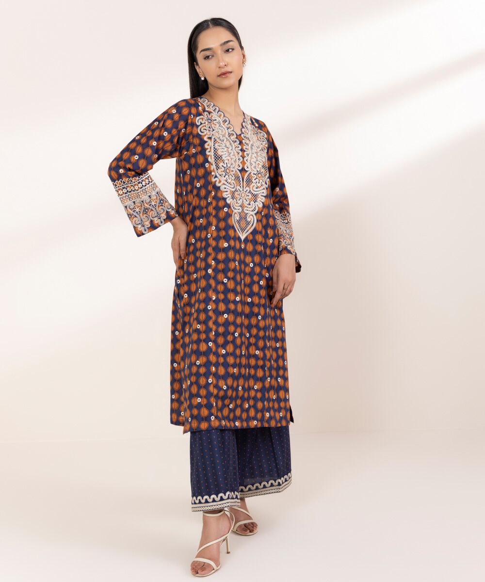 Women's RTW Lawn Multi Embroidered Boxy Shirt
