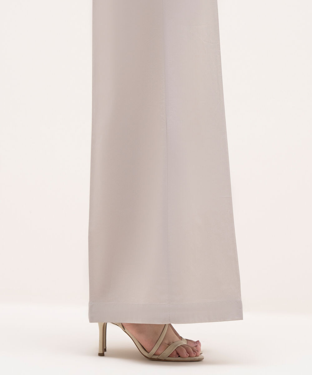 Women's RTW Cambric Grey Solid Flared Pants