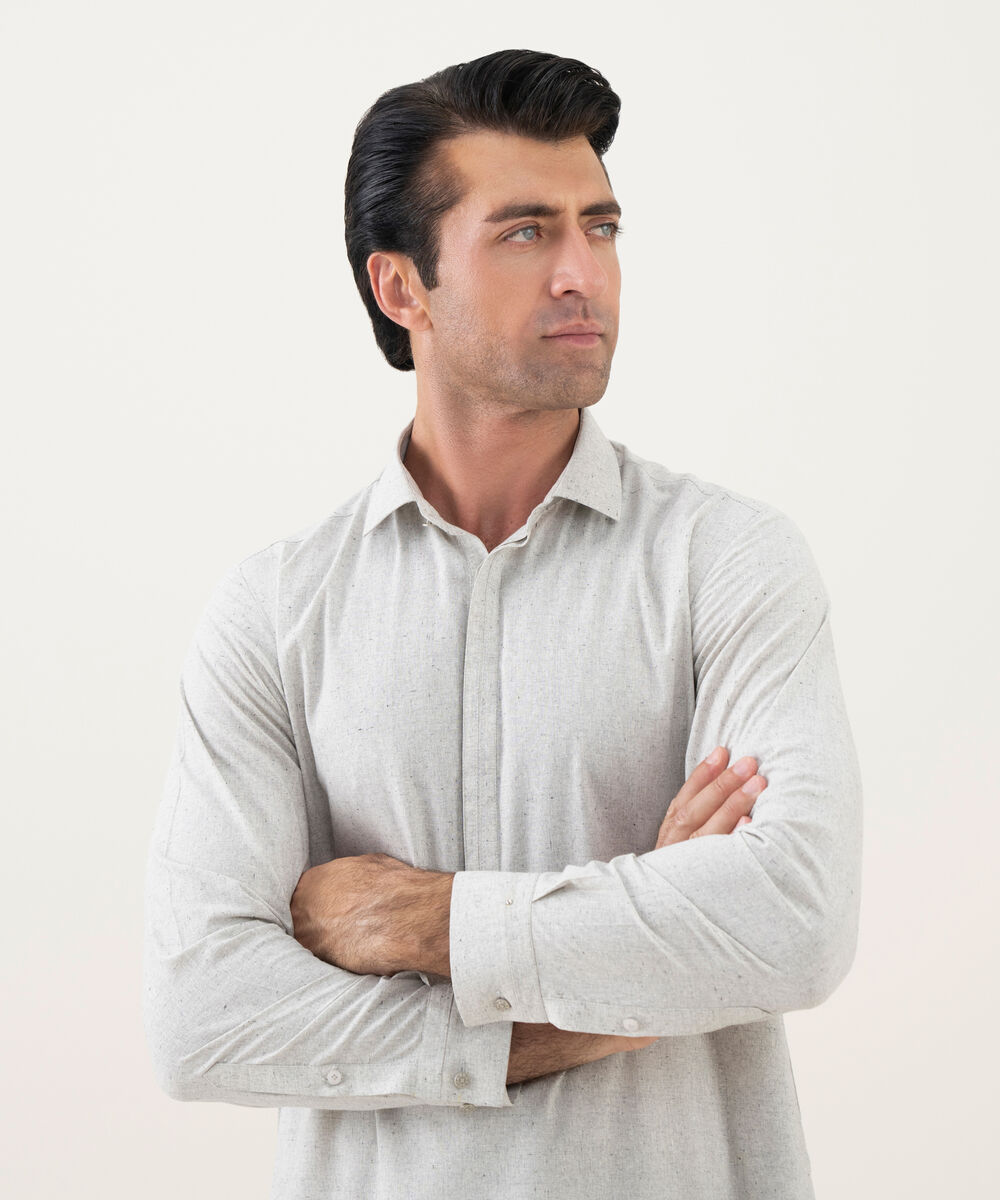 Men's Viscose Plain Beige Kameez Shalwar