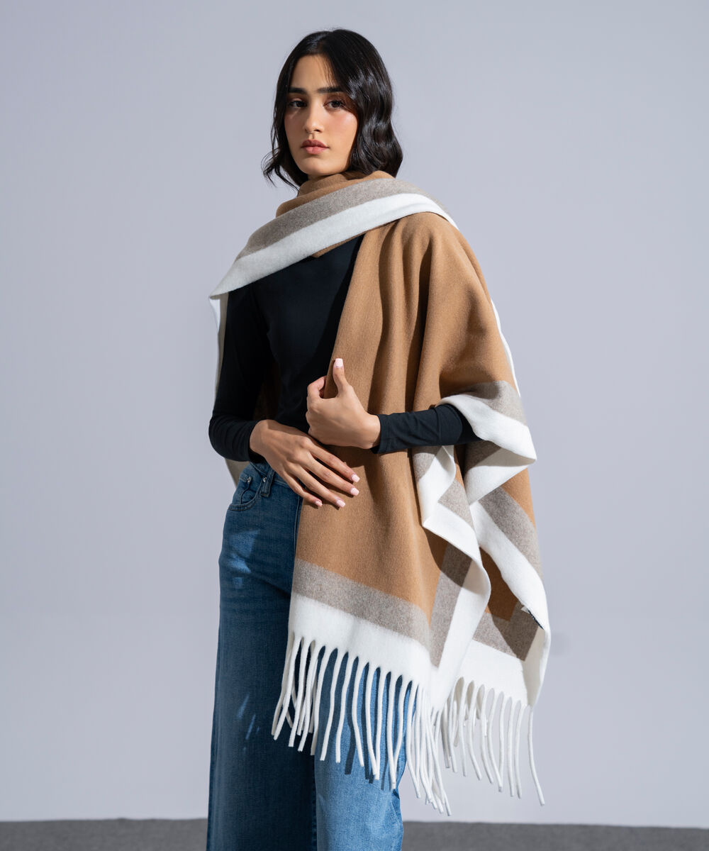 Women's Western Wear Brown Polyester Cape Shawl