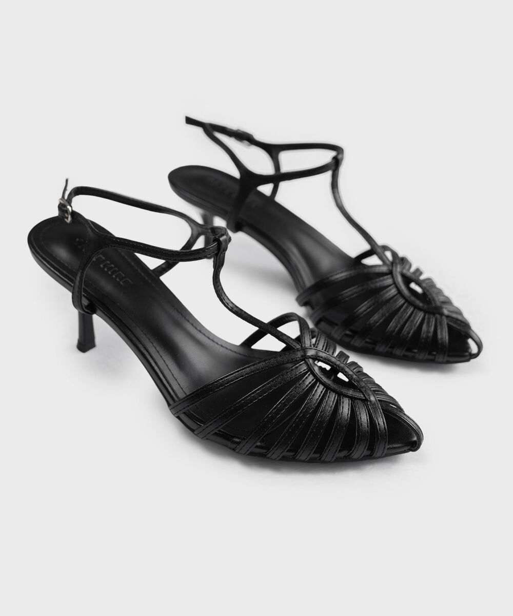 Women's Black Kitten Heel Sandal