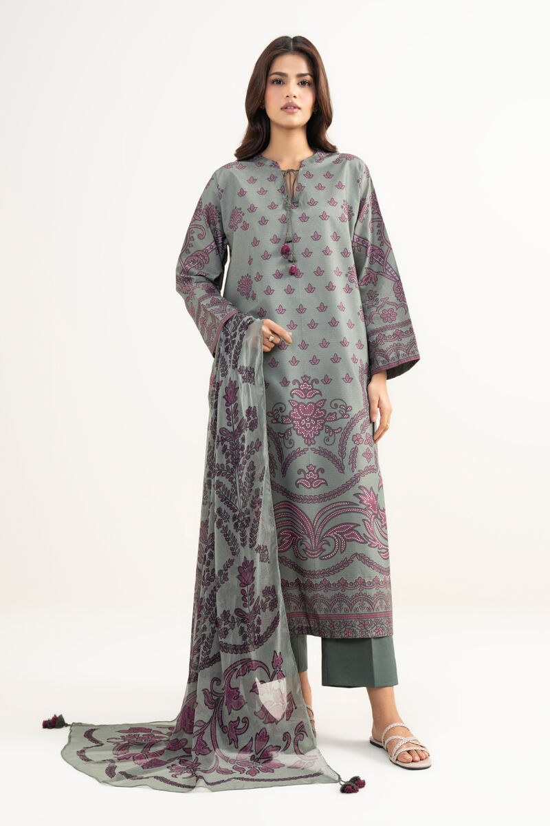 3 Piece - Printed Zari Lawn Suit