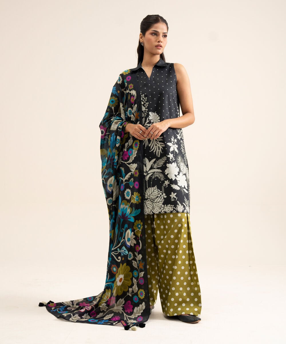 Women's Unstitched Textured Voile Multi Dupatta