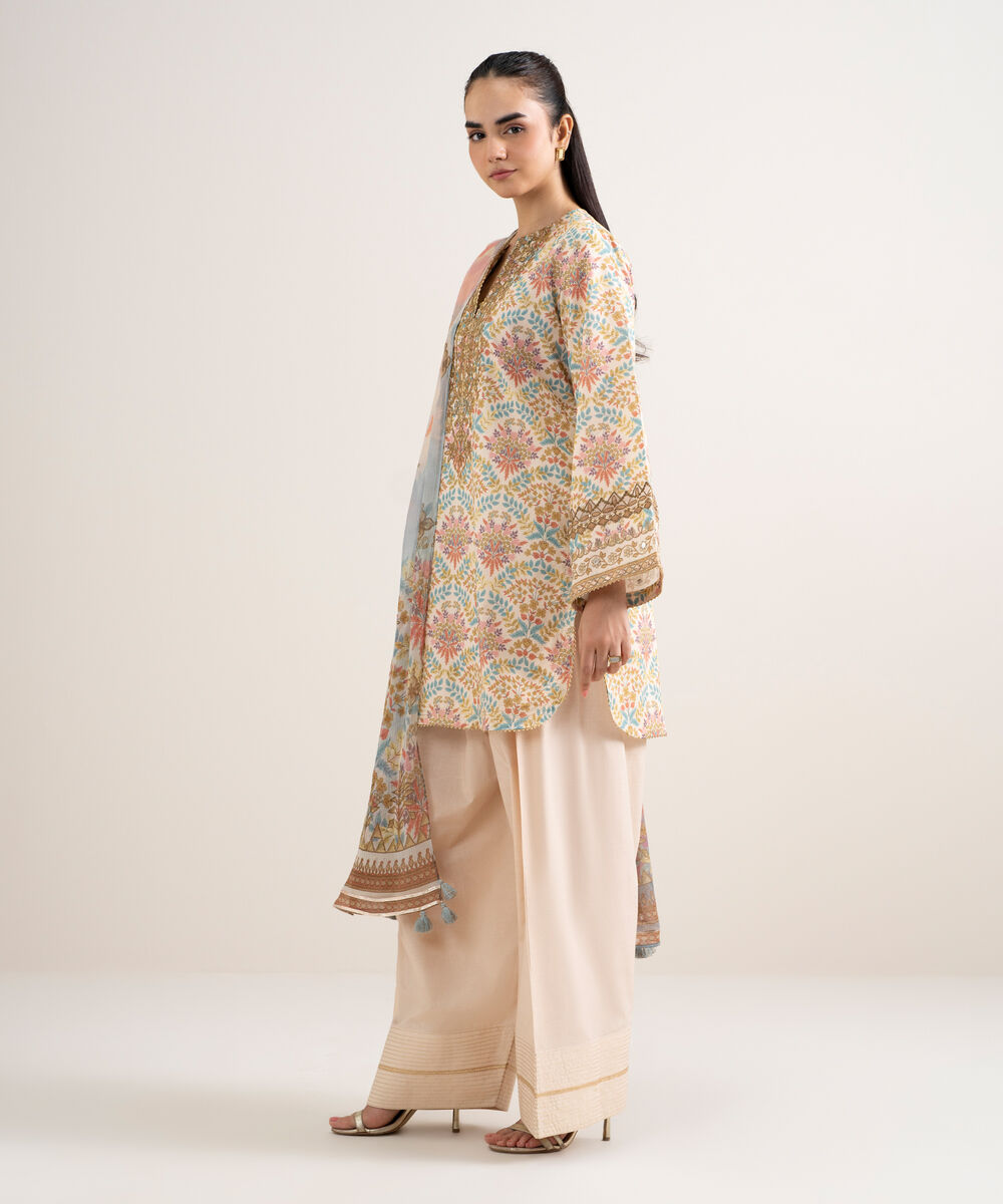 Women's Unstitched Lawn Embroidered Multi