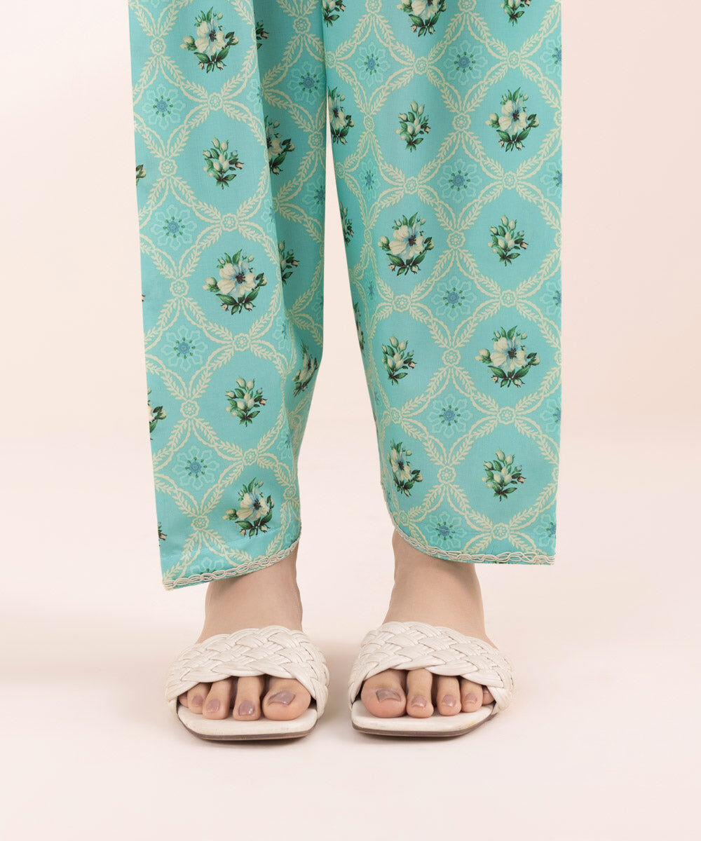 Woman - Blue Printed Cambric Shalwar