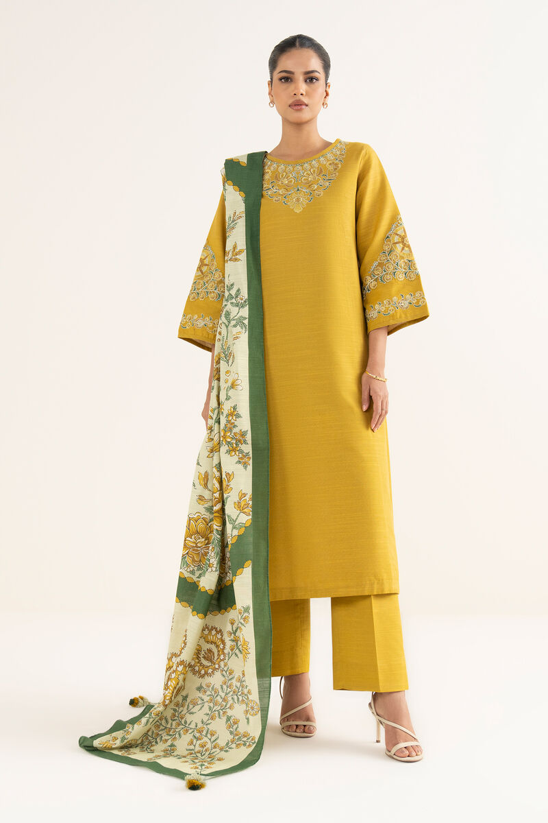 3 Piece - Embroidered Cotton  Suit