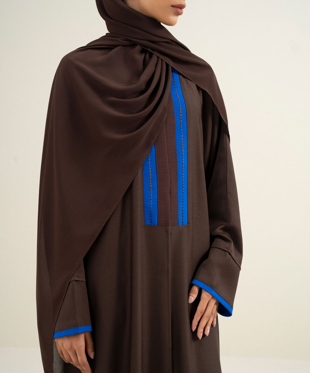 Women's  Dark Brown Kimono Abbaya Set