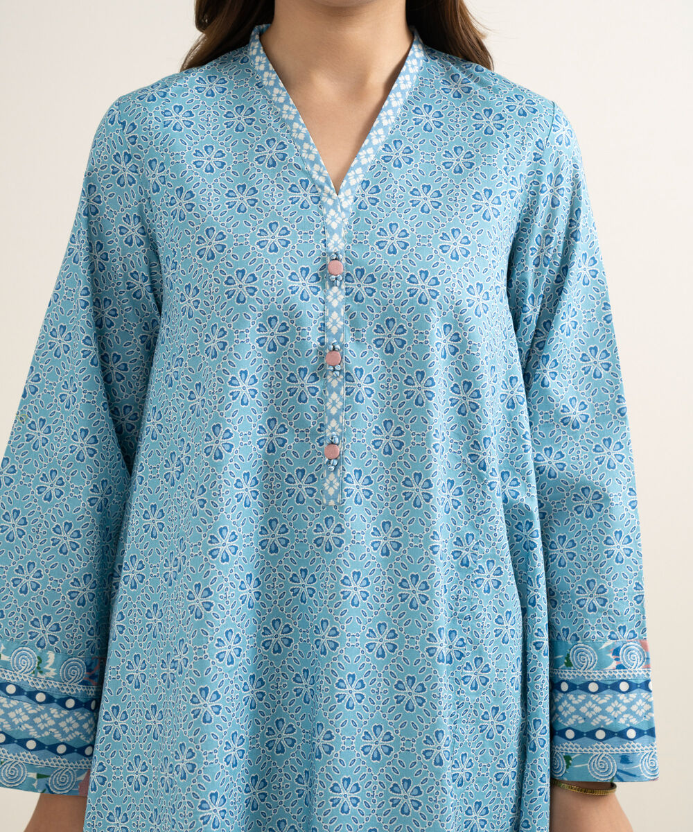 Women's Unstitched Lawn Printed Blue 2 Piece Suit