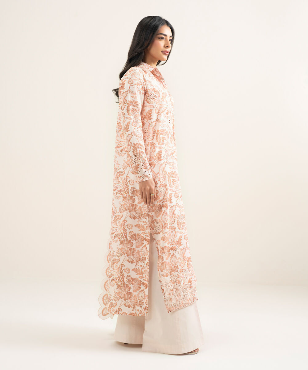 Women's Unstitched Lawn Embroidered Pink 3 Piece Suit